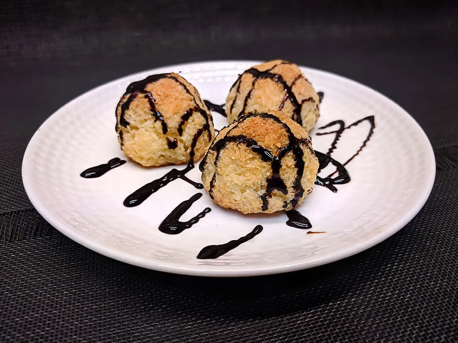 Presentación de las bolitas de coco.