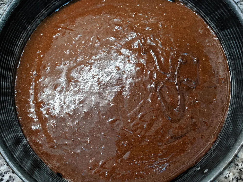 Masa de brownie listo para hornear.