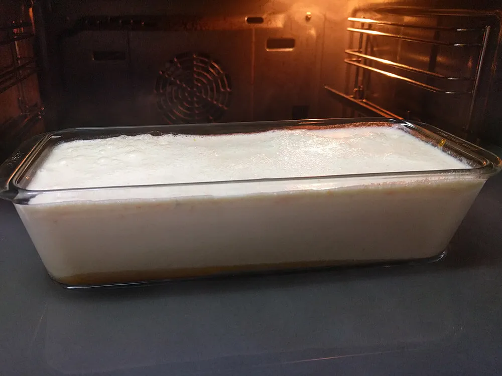 Budín al baño maría listo para hornear