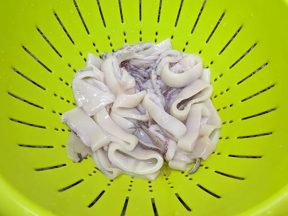 Calamares en escurridor.