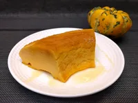 Presentación del flan de calabaza.