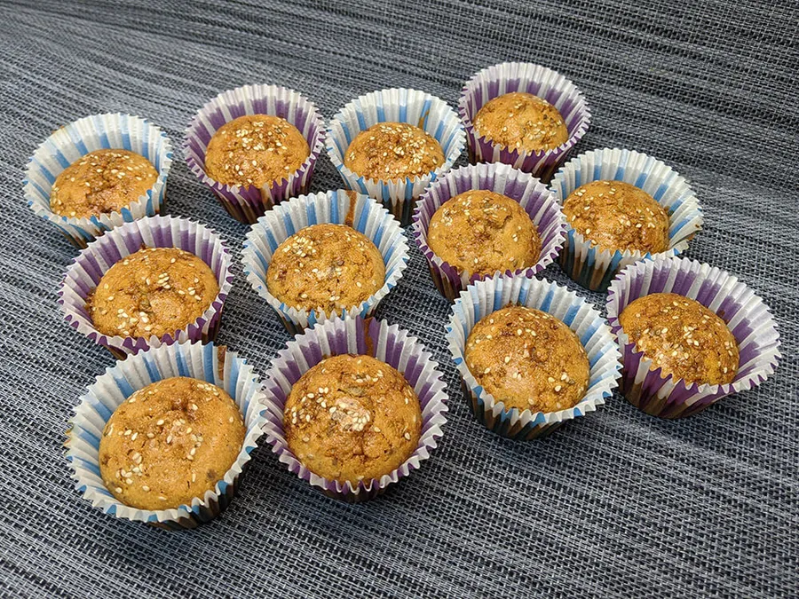 Presentación de las magdalenas de cereales y semillas.