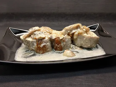 Solomillo de cerdo con champiñones