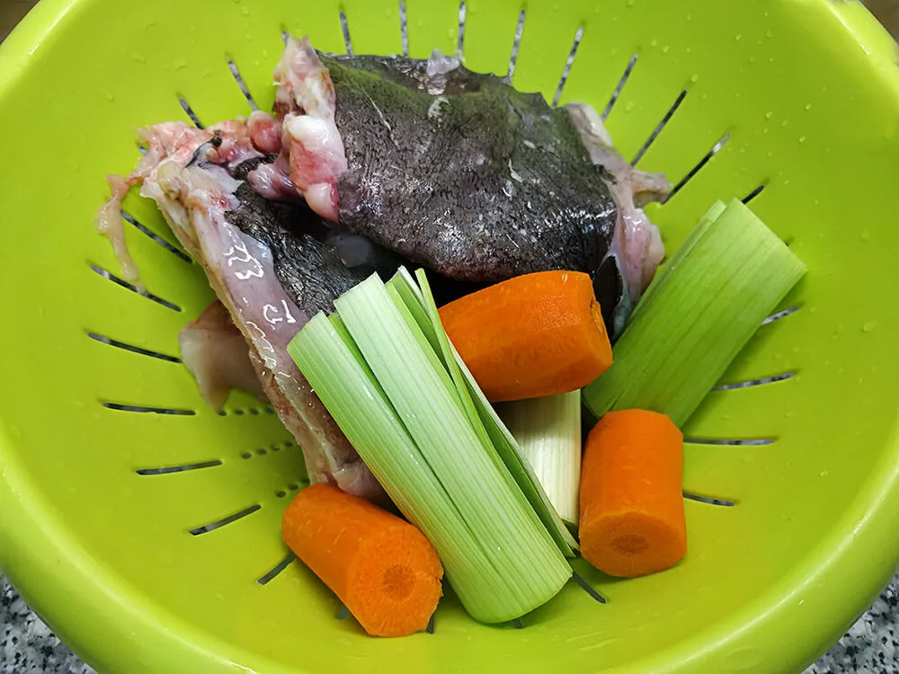 Rape, puerro y zanahoria.