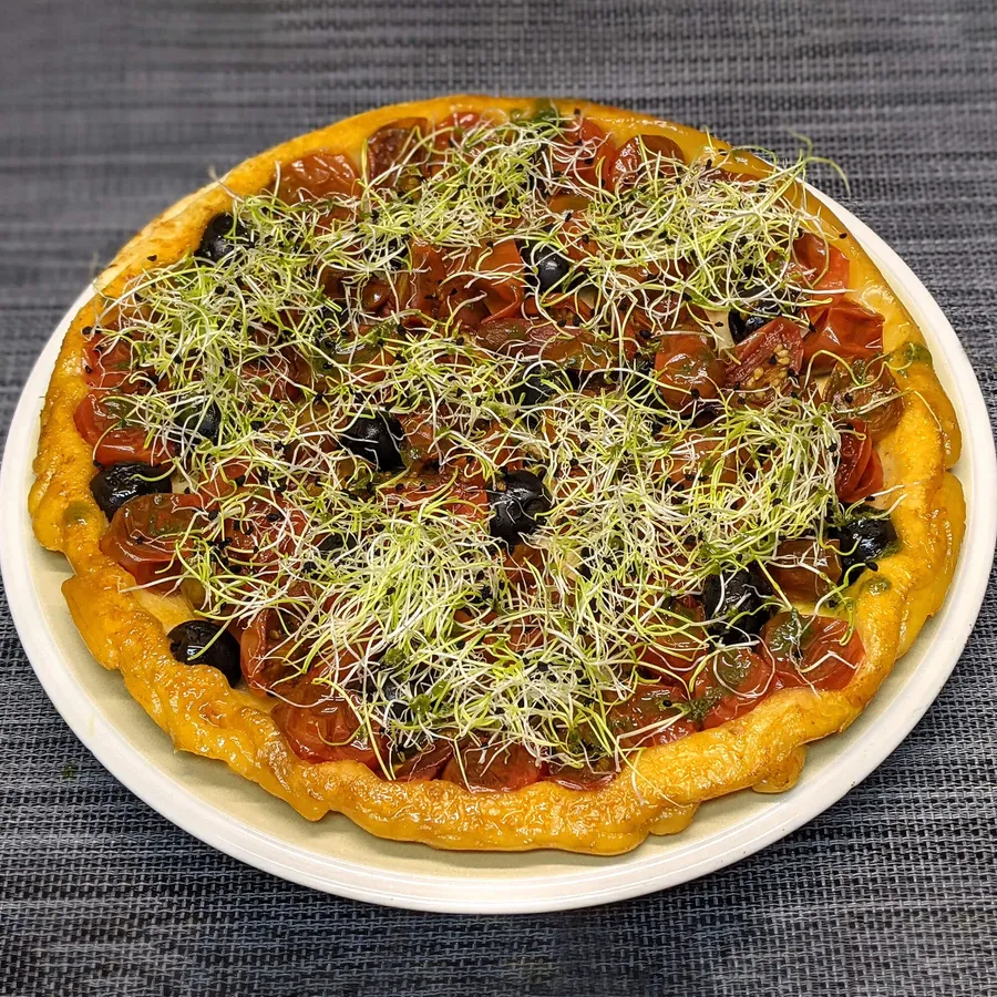 Primera presentación de la tatín de tomates cherry.