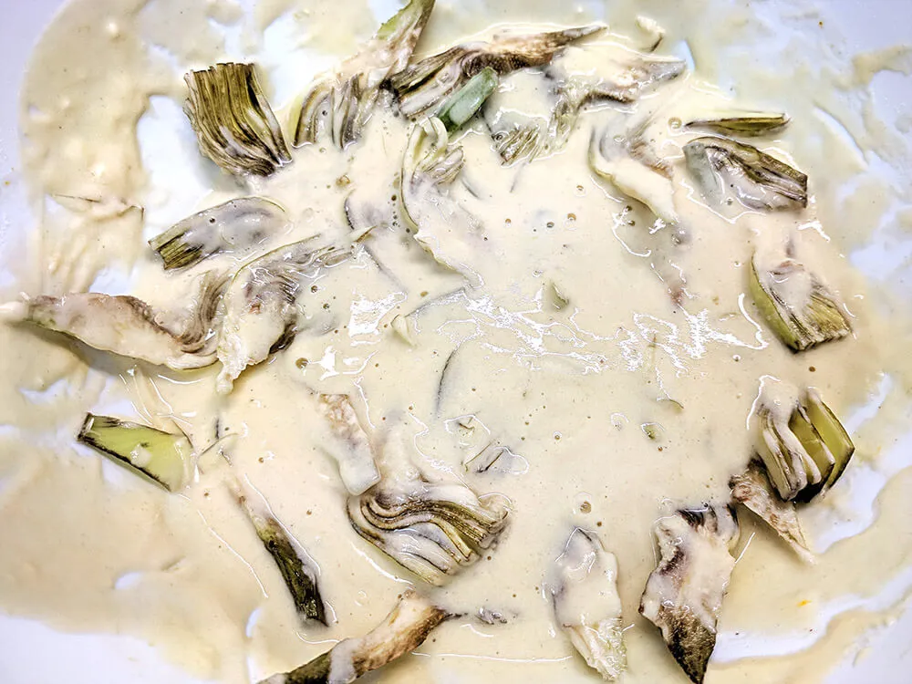 Alcachofas en harina de tempura.