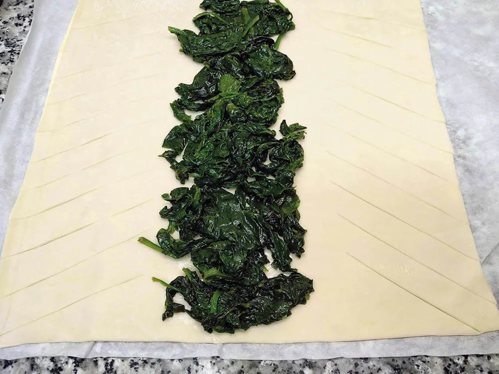 Masa de hojaldre y espinacas.
